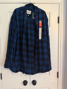 St. John's Bay Blue and Black Buffalo Plaid Shirt